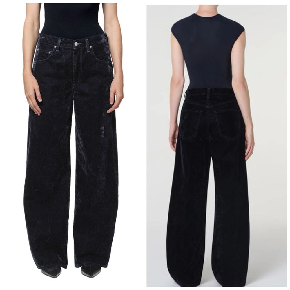 Agolde Low‎ Curve Jean Velvet Blue Size 26 Wide Leg